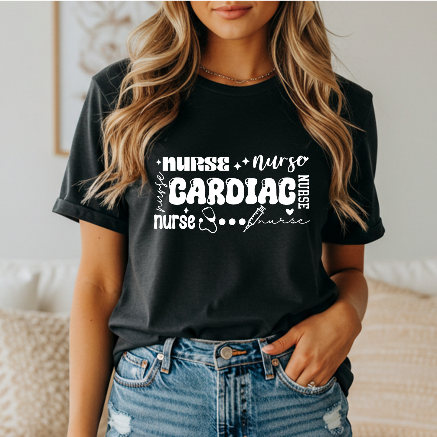 CARDIAC NURSE LIFE-WHITE PRINT