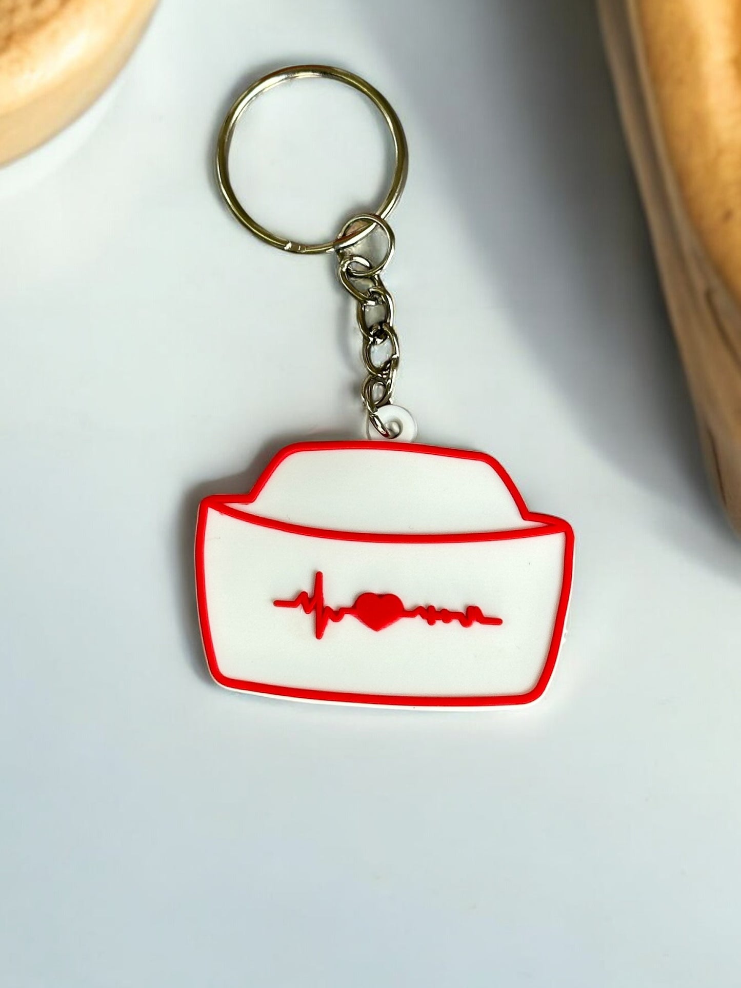 WHITE NURSE HAT KEYCHAIN