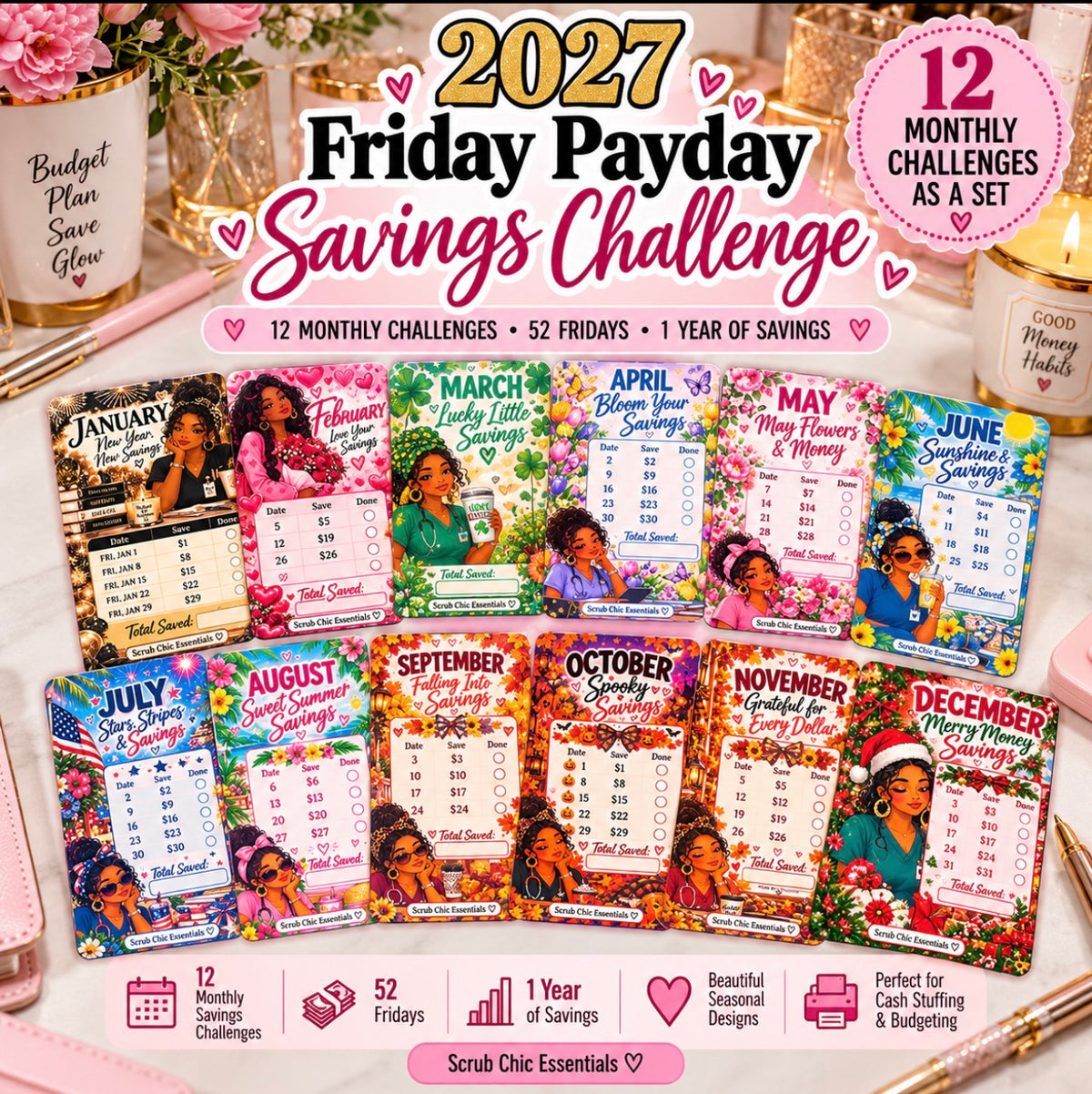 2027 FRIDAY SAVINGS CHALLENGE BINDER
