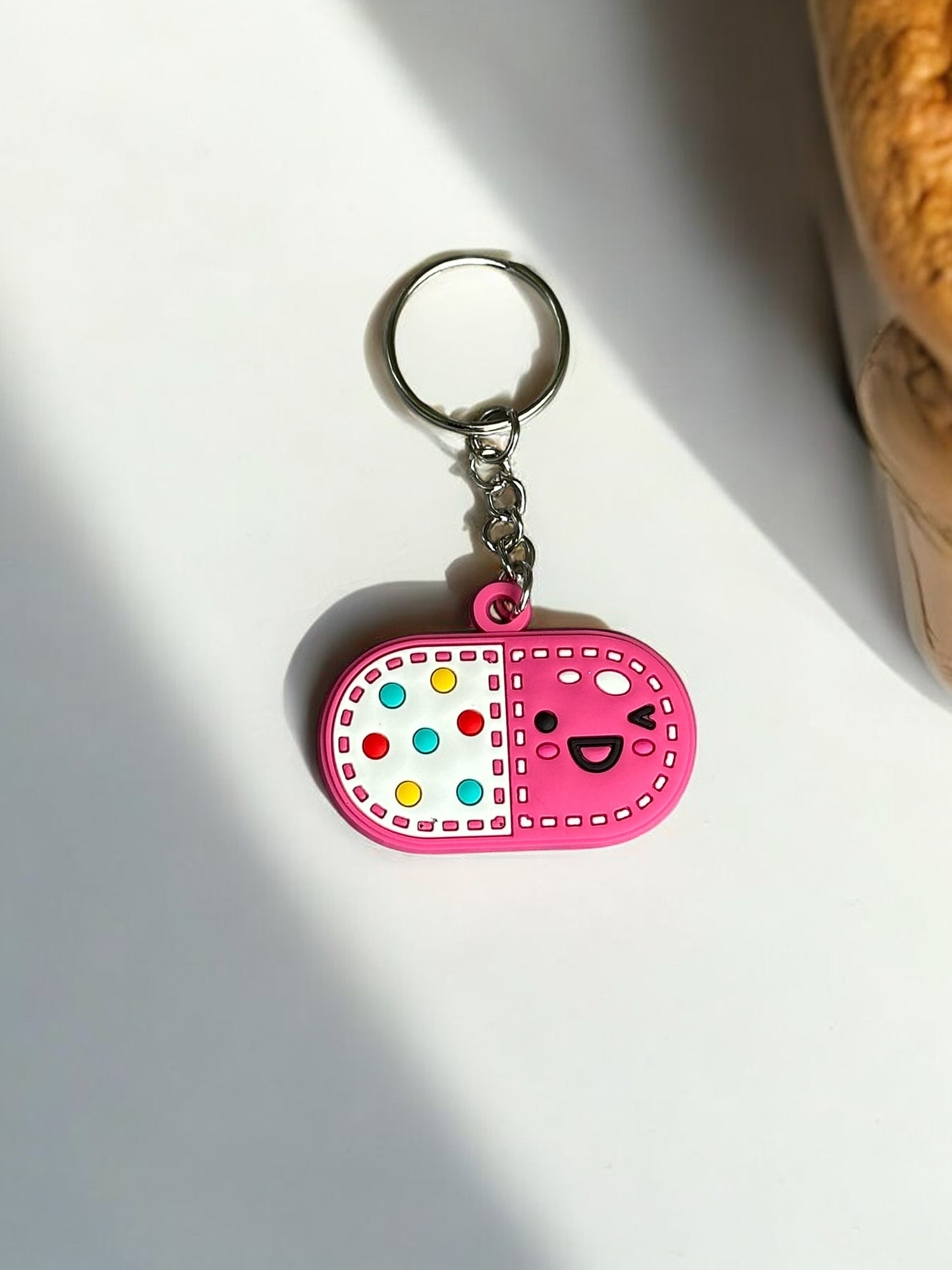 CUTE CARTOON PILL KEYCHAIN