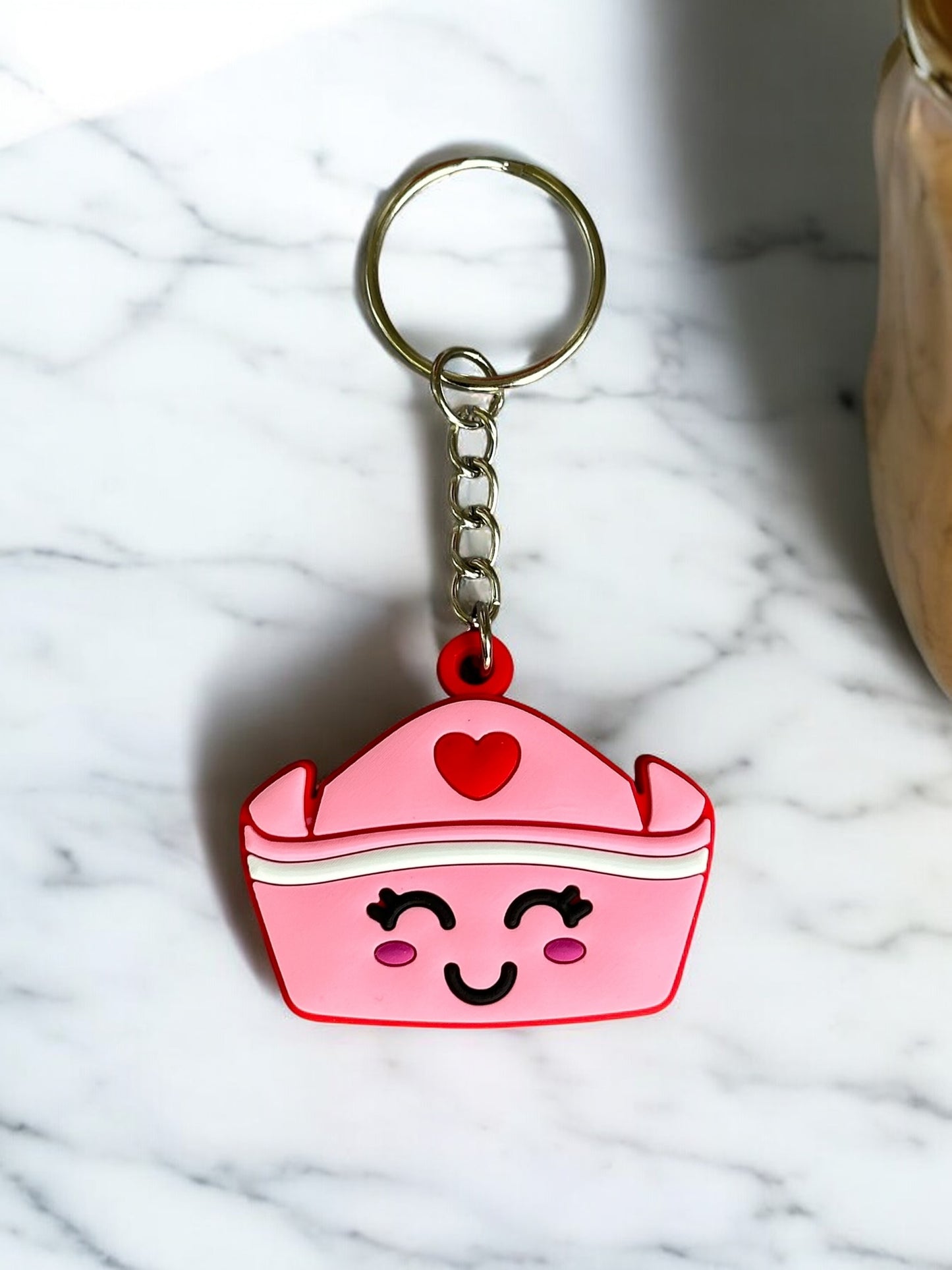 CUTE PINK NURSE HAT KEYCHAIN