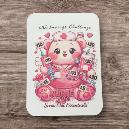 NURSE LIFE BEAR MINI SAVINGS CHALLENGE-$100