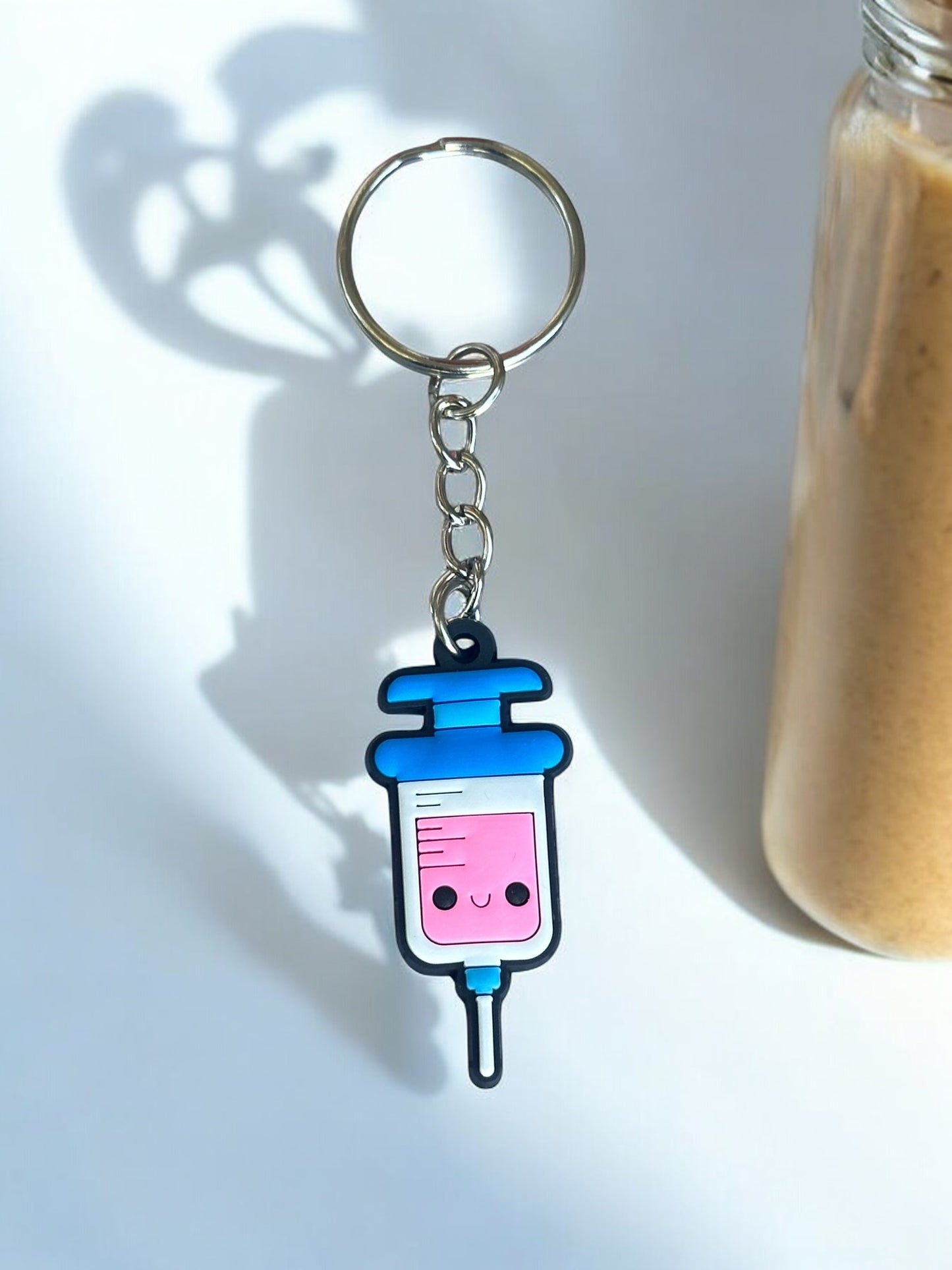 CUTE CARTOON SYRINGE KEYCHAIN