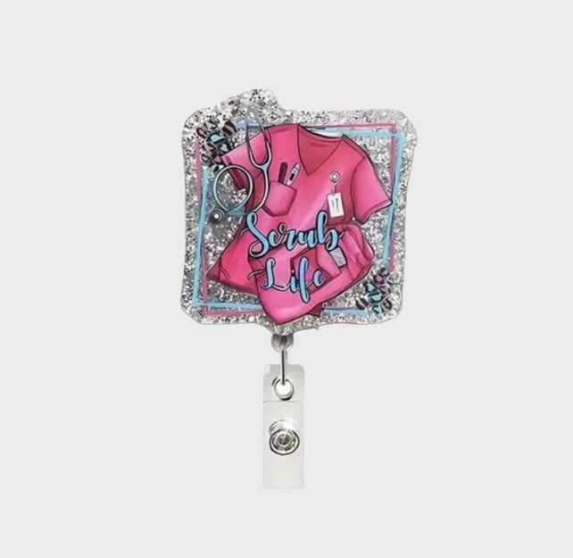 PINK SCRUBS BADGE REEL