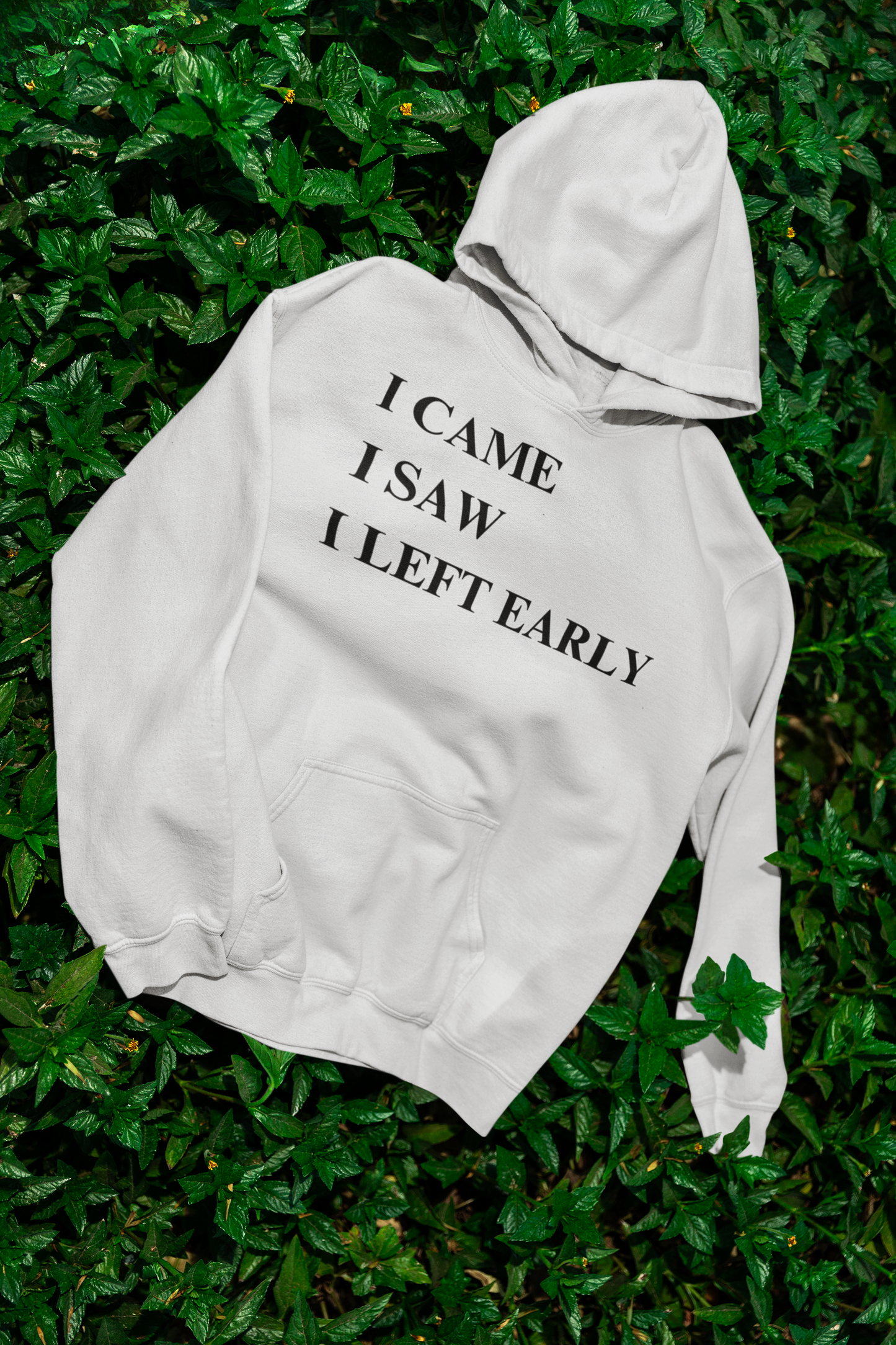 I'M LEAVING EARLY-BLK PRINT HOODED SWEATSHIRT